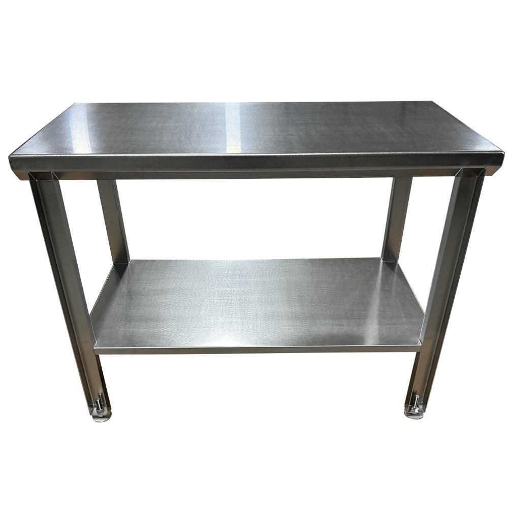 Stainless Steel Table with Shelf & Adjustable Pads