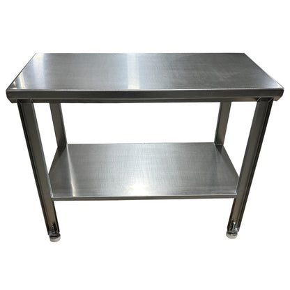 Stainless Steel Table with Shelf & Adjustable Acetal Pads