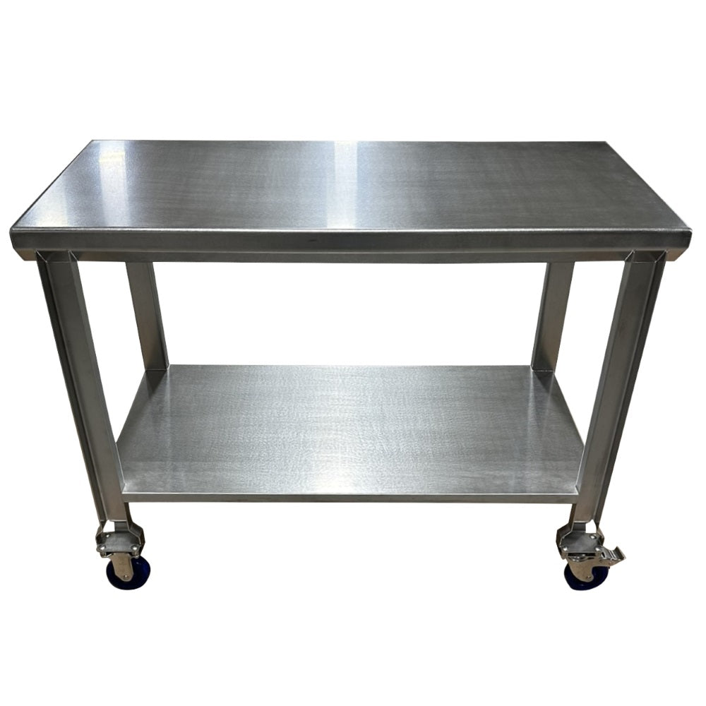 Stainless Steel Table with Shelf & Casters