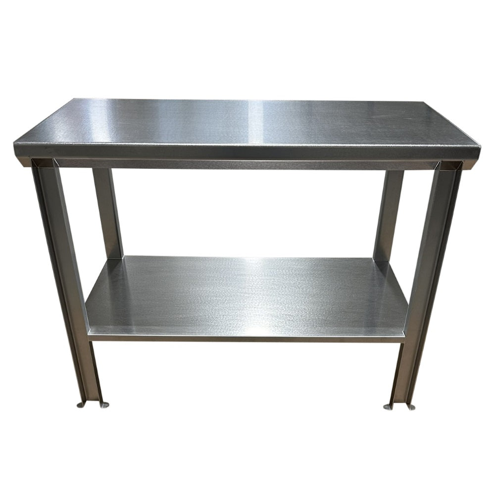 Stainless Steel Table with Shelf & Paw Print Footing