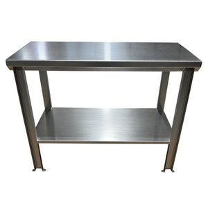 Stainless Steel Table with Shelf & Paw Print Footing