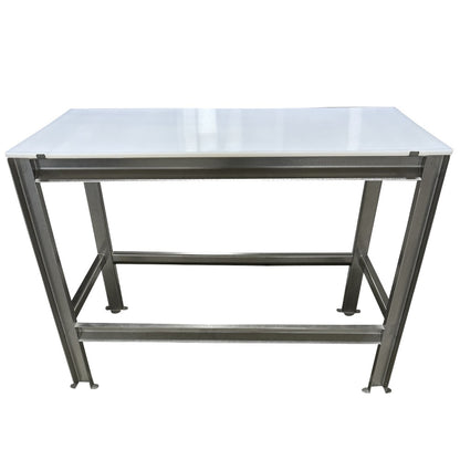 Stainless Steel Table with Removable Top & Paw Print Footing